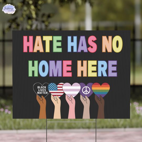 Discover Hate Has No Home Here Sign, Garden Lawn Yard Sign