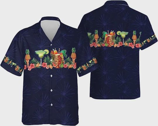 Discover Tiki Bar Hawaiian Shirt For Men, Cocktail Aloha Wine Summer Beach Shirt