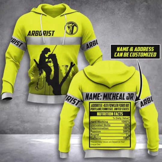 Discover Personalized Arborist 3D Hoodie – All Over Print Mother's Day Gift for Tree Lovers