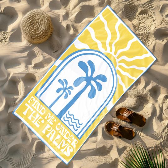 Discover Palm Beach Towel, Find Me Under The Palms Towel, Yellow Towel, Beach Towel