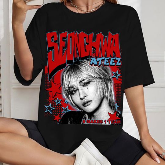 Discover Retro Seonghwa Ateez T-shirt, Ateez 2025 World Tour in Fantasy Shirt
