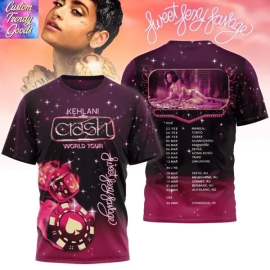 Discover Kehlani Crash World Tour 2025 3D T-Shirt