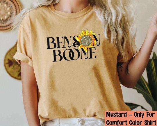 Discover Sunflower Benson Boone Shirt, Vintage Concert Tee for Fans, Benson Tour Fireworks and Rollerblades Shirt, Indie Pop Music Gift