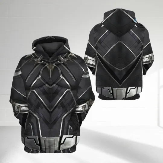 Discover Blackk Pantherr Superhero Cosplay Costume Father's Day Gift Hoodie 3D Printed