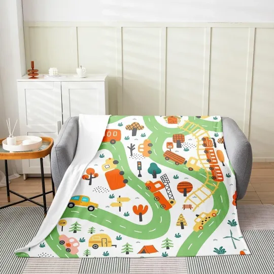 Discover Cartoon Car Fuzzy Blanket Boys Fleece Blanket