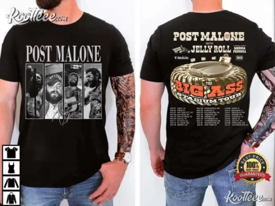 Discover Vintage Post Malone Big Ass Stadium Tour 2025 Two Sided T-Shirt