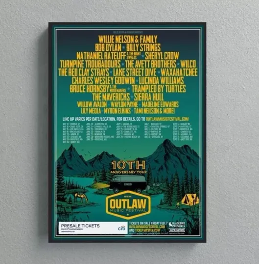 Discover 2025 Outlaw Music Festival Tour Poster