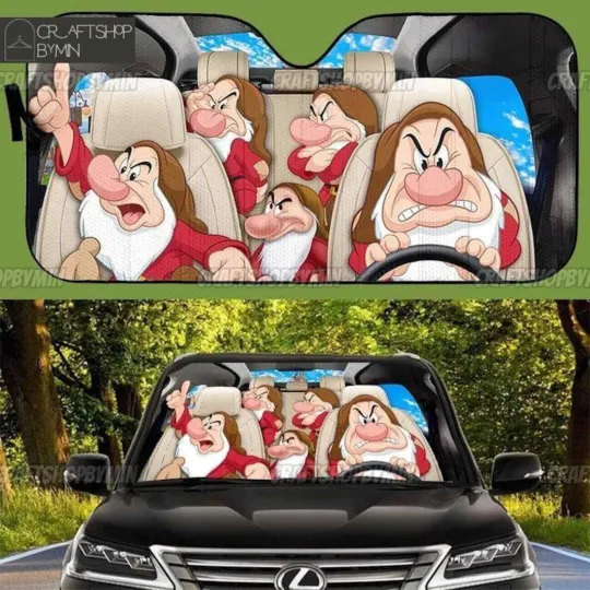 Discover Disneyyy Grumpy Snoww Whitee Car Sun Shade, Snoww Whitee Grumpy Sunshade