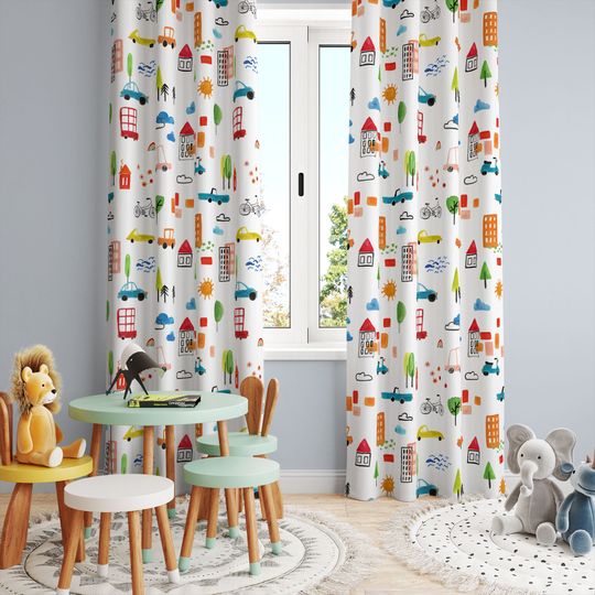 Discover Kids Room Curtain,carss Curtain,Colorful carss ,carss Kids, Baby Boy Nursery Decor, Room Curtains