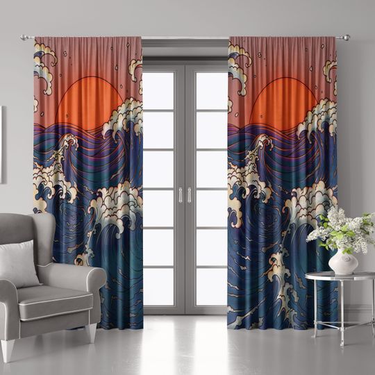 Discover Sea View Curtain, Order Curtain, Window Curtains for Living Room, Summerhouse Interior Thermal Insulated Drapes
