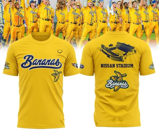 Discover Savannah Bananas T Shirt 3D AOP Beautiful Yellow 2025
