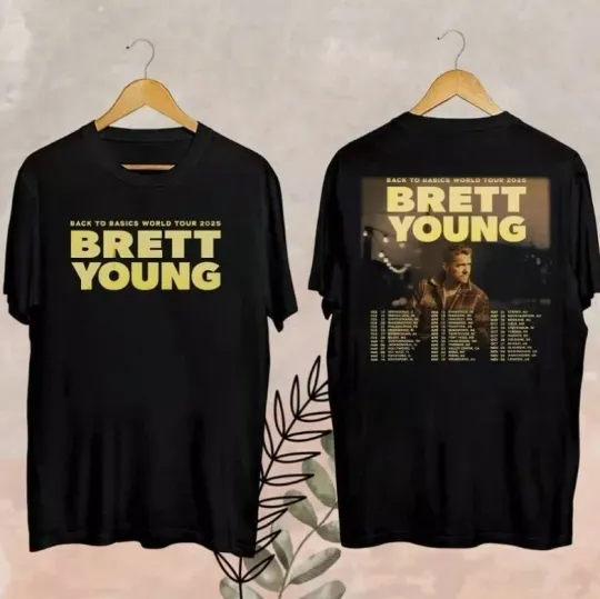 Discover 2025 Brett Young Back To Basics World Tour Shirt, Brett Young Fan Gifts