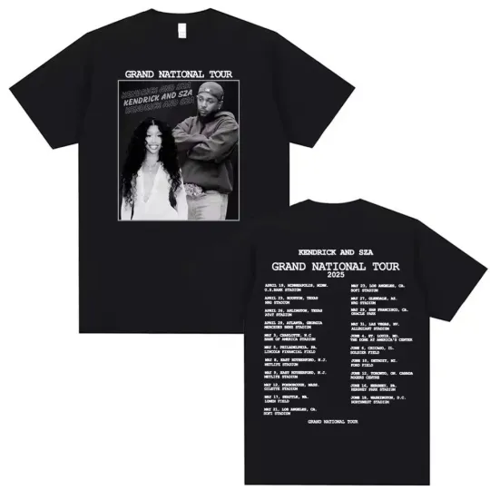 Discover Kendrick & SZA Grand National Tour 2025 Music Fan Concert T-Shirt