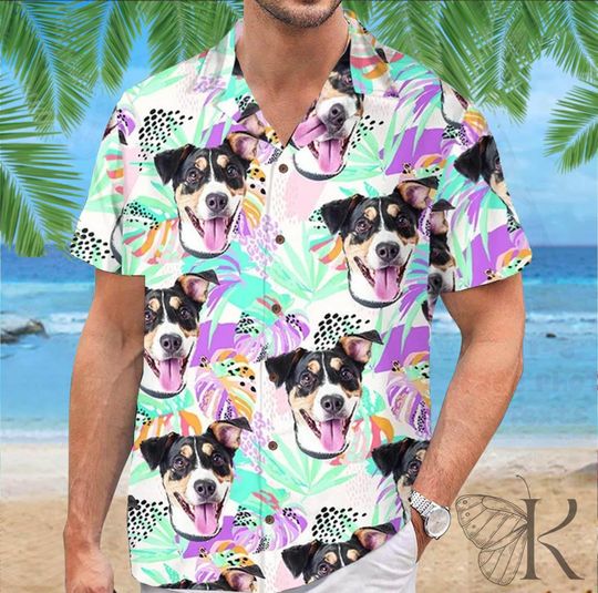 Discover Custom Photo Hawaiian Shirt – Dog or Cat Face Tropical Tee for Men & Women