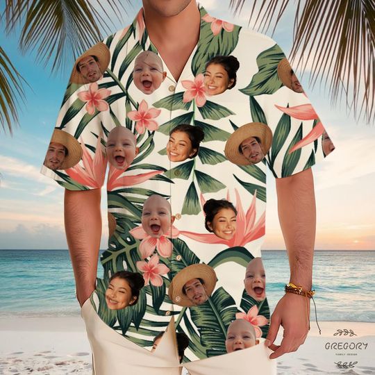 Discover Personalized Face Hawaiian Shirt – Custom Aloha Tee for Men, Women, or Pets