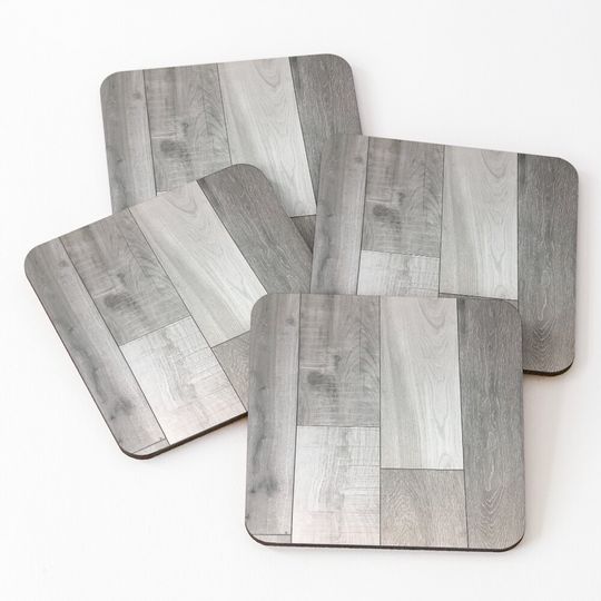 Discover geometric minimalist cubism grey white washed barn wood Coasters