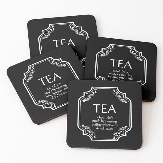 Discover Vintage Tea Label with Definition Coasters