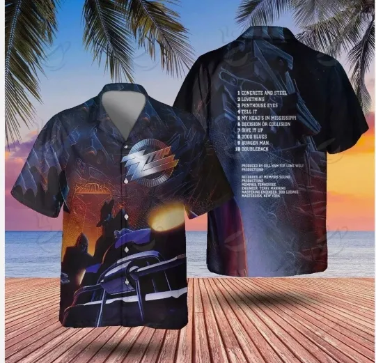 Discover Rock Band ZZ Top Recycler Hawaiian Shirt Button Down Music Lovers Size