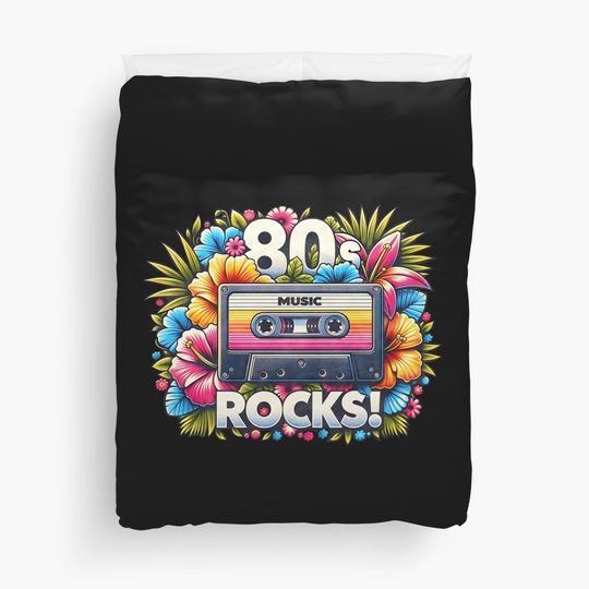 Discover 80s Music Rocks Duvet Cover
