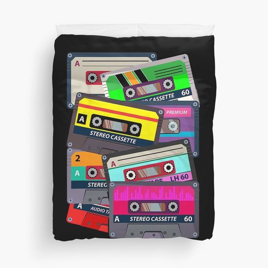 Discover Eighties Music Lover Retro 80s Duvet Cover