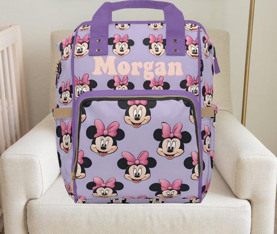 Discover Minniee Mouse Custom Name Diaper Backpack, Baby shower gifts