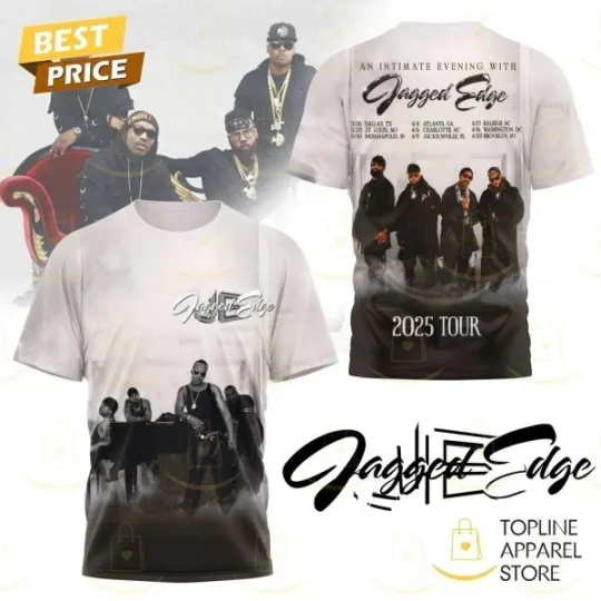 Discover An Intimate Evening With Jagged Edge 2025 Tour 3D T-Shirt