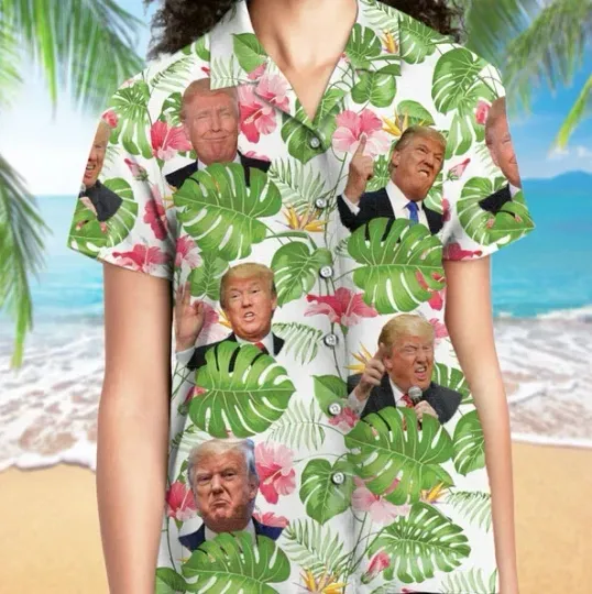 Discover Trump Face Hawaiian Shirt, Trump Homage Shirt Size S-5XL