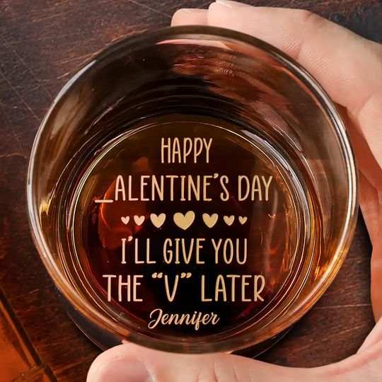 Discover Happy Valentine's Day - Personalized Whiskey Glass