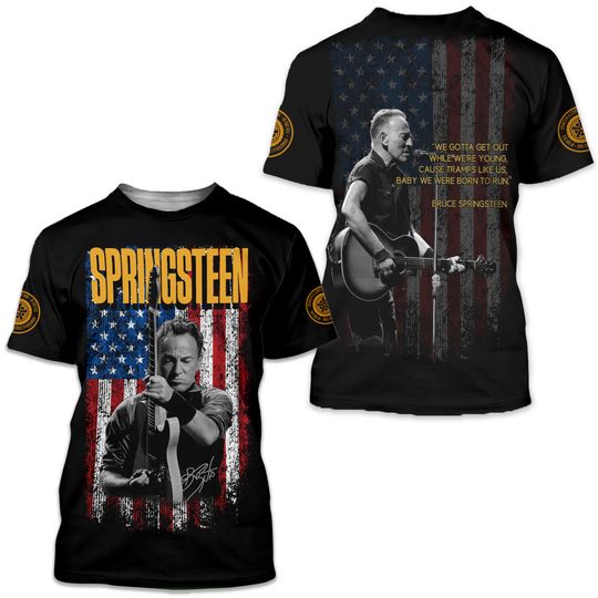 Discover Bruce Springsteen America Flag 3D Print T Shirts