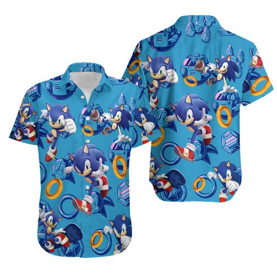 Discover Hedgehog Hawaii Summer Shirt, Hedgehog Button Up Shirt Holiday, Video Game Hawaiian Shirt Gift