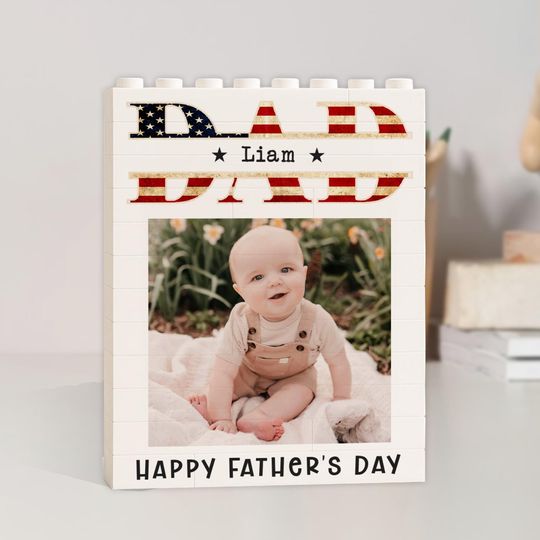 Discover Custom Daddy & Me Building Brick Photo Gift – Perfect for Dad or Grandad