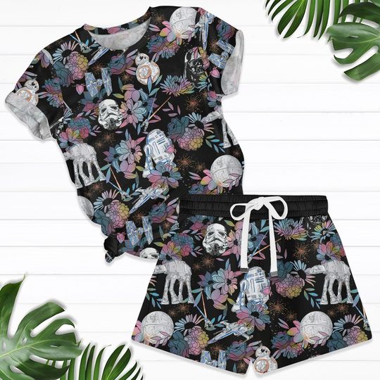 Discover Starr Warss T-Shirt And Women Shorts, Disneyyy Short Pajama Sets
