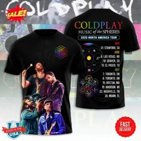 Discover Coldplay 2025 North America Tour 3D Shirt