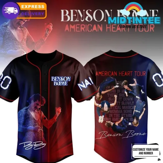 Discover Benson Boone American Heart Tour 2025 Baseball jersey