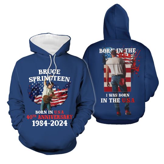 Discover Bruce Springsteen Born In USA 40th Anniversary 1984-2024 3D Hoodie