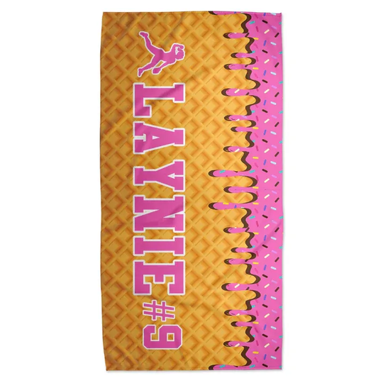 Discover Personalized Ice Cream Drip Softball Beach Towel – Pink Custom Pool Towel