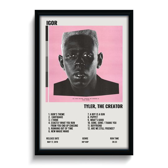 Discover Tyler The Creator Posters IGOR Album Cover IGOR Poster Tracklist Poster