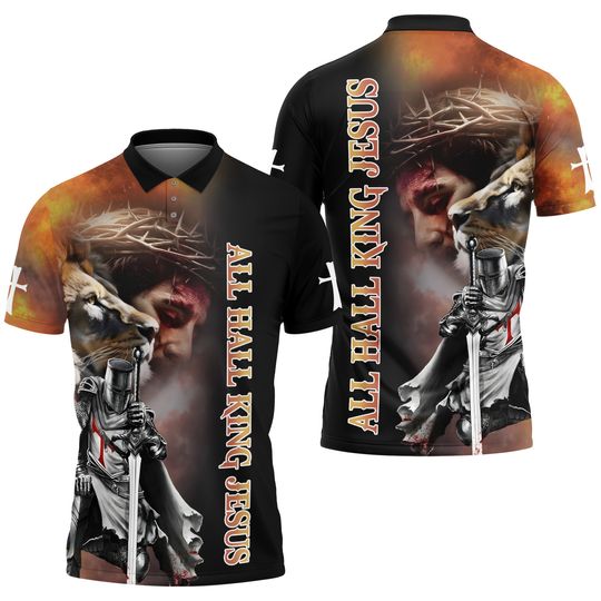 Discover All Hall King Jesus Knee Under God Knight Templar Men's Polo Shirt