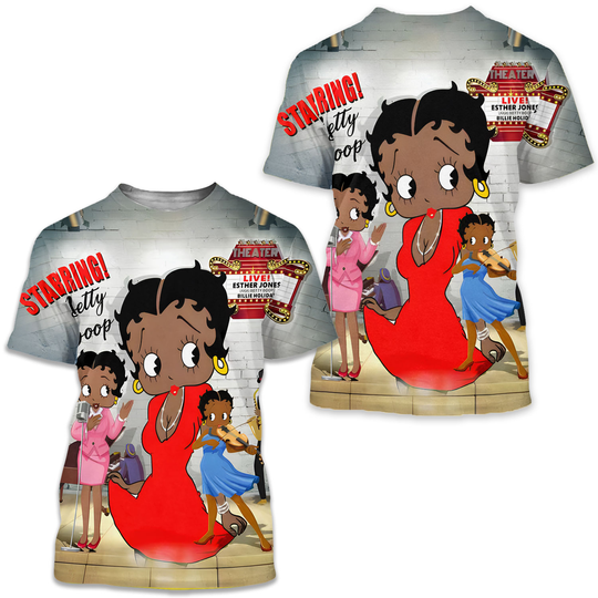 Discover Betty Boop "Starring" Singer On Stage Shirt Womens History Esther Jones African American Art