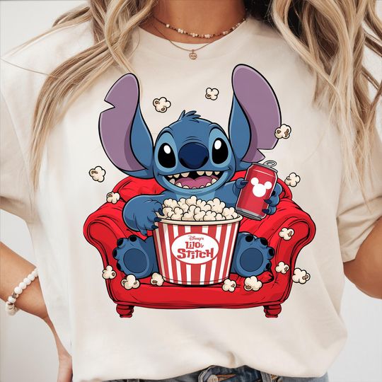 Discover Cute Blue Characters Popcorn Cinema Shirt, Funny Character Movie 2025 Shirt