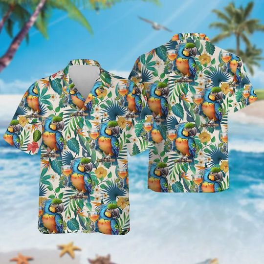 Discover Parrot Hawaiian Shirt Tropical Bird Print Summer Beach Aloha Shirts, Family Matching Sets