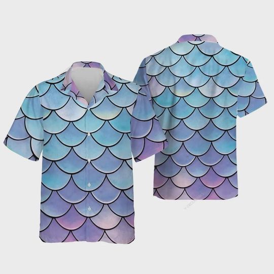 Discover Mermaid Fish Scale Hawaiian Shirts, Mermaid Scale Seamless Pattern Summer Beach Shirts