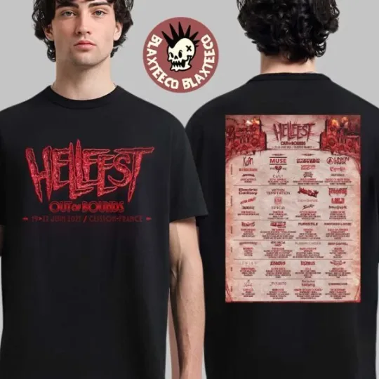 Discover Hellfest 2025 Out Of Bounds In Clisson France 2025 Full Lineup T-Shirt