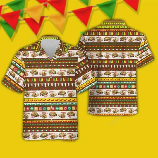 Discover Burrito Taco Aloha Hawaiian Shirts, Mexican Food Mens Casual Aloha Summer Beach Shirts