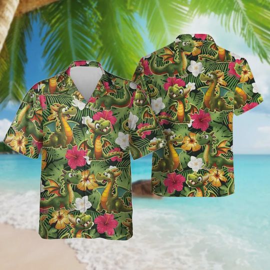 Discover Small Dragon Hawaiian Shirt – Funny Tropical Creature Button Down Summer Beach Shirt