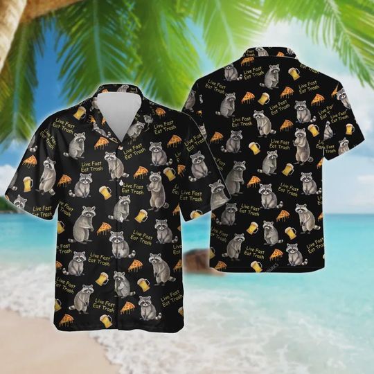 Discover Pizza Raccoon Hawaiian Shirts For Men Women, Beer Cup Summer Aloha Beach Shirts