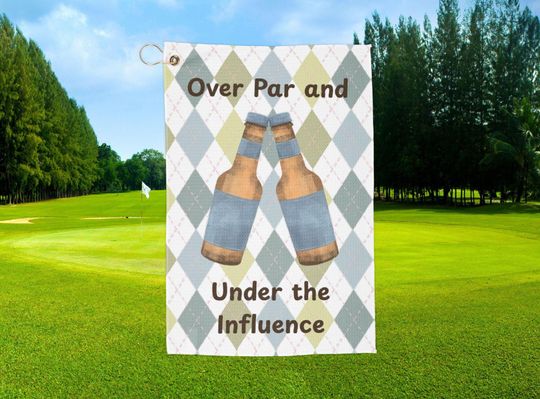 Discover Golf Towel, Over Par and Under the Influence, Golf Towel Gift Idea