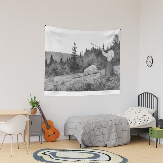 Discover Theodor Kittelsen Op under Fjeldet toner en Lur Tapestry