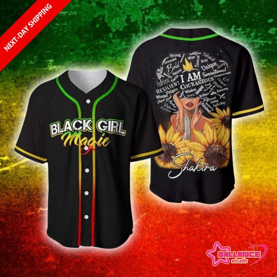 Discover Personalized Black Girl Magic Baseball Jersey