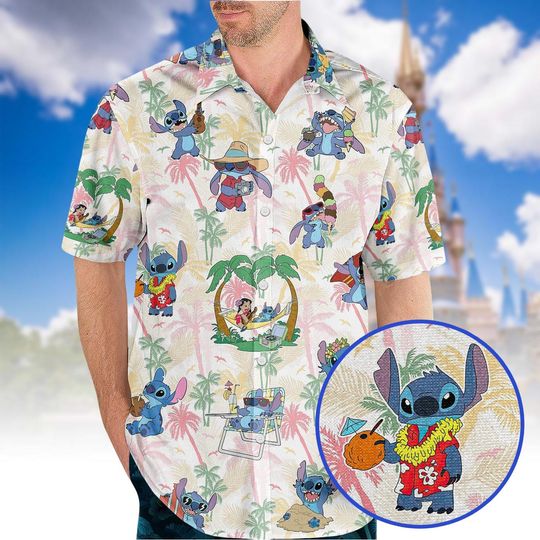 Discover Lilo and Stitchh Dancing Hawaii Shirt, Disneyyy Aloha Summer Button Shirt